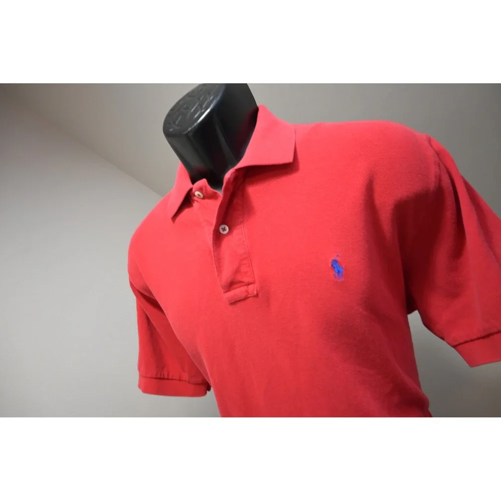 Polo‎ Ralph Lauren Polo Shirt Mens Medium Red Short Sleeve Cotton Pique Good